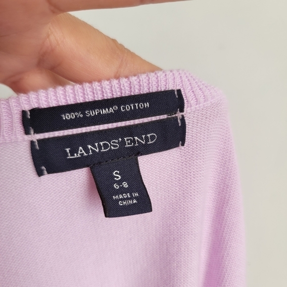 LAND'S END 100% Pima cotton cardigan sweater light purple Small - Picture 6 of 8